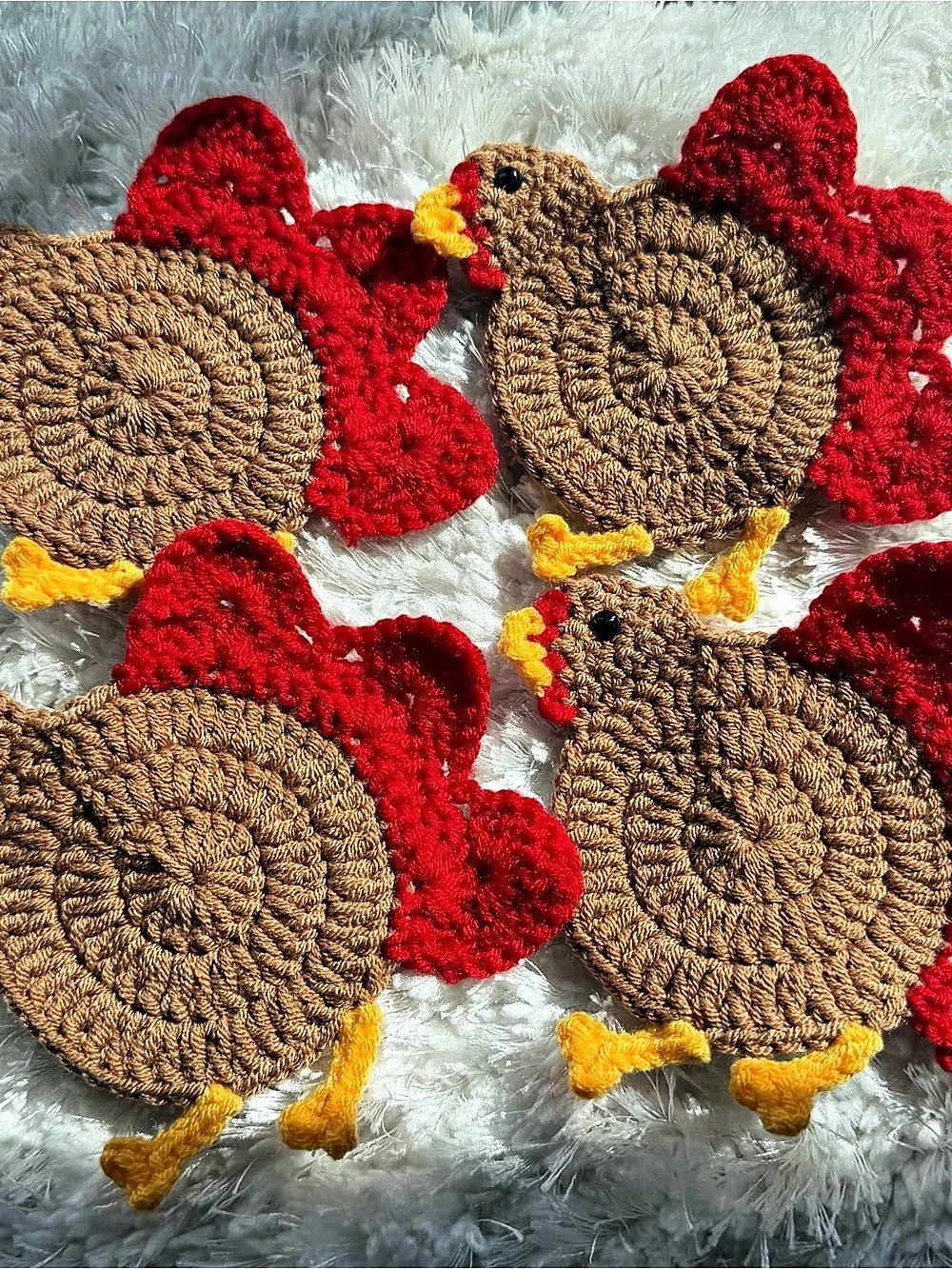 Crocheted Turkey Kitchen coasters of 4 new